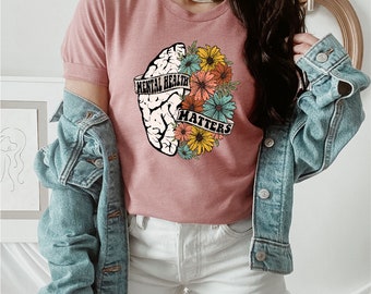 Mental Health Matters Shirt: Wildflower Brain Graphic Tee