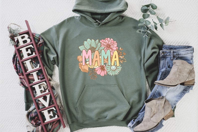 Sudadera y sudadera con capucha Floral Mama, sudadera Floral Mother, sudadera para el día de la madre, sudadera para el día de la madre, sudadera con capucha para el día de la madre imagen 7