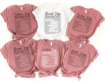 Camiseta con información nutricional de Sister Trip: Camiseta Bestie Road Trip