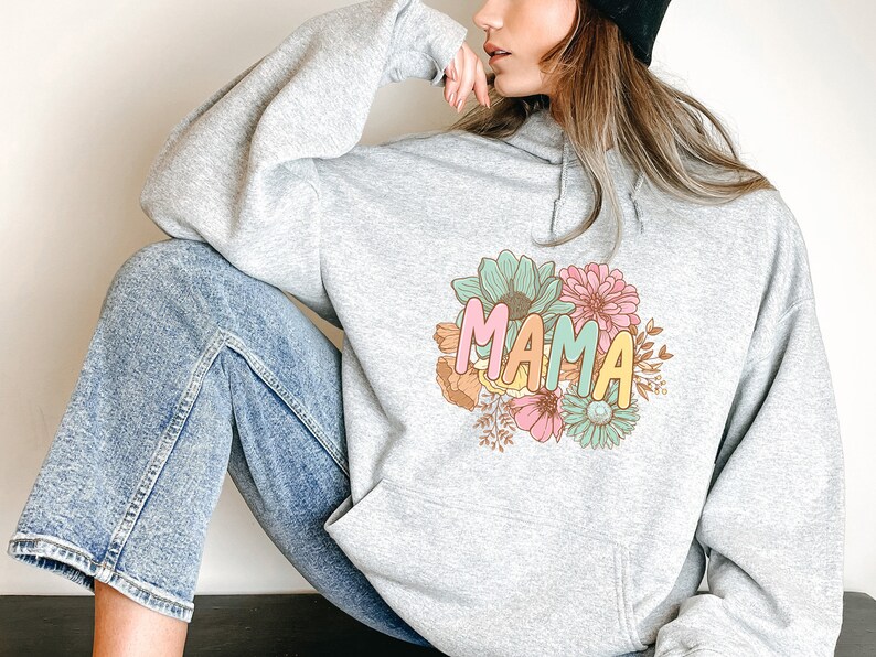 Sudadera y sudadera con capucha Floral Mama, sudadera Floral Mother, sudadera para el día de la madre, sudadera para el día de la madre, sudadera con capucha para el día de la madre imagen 4