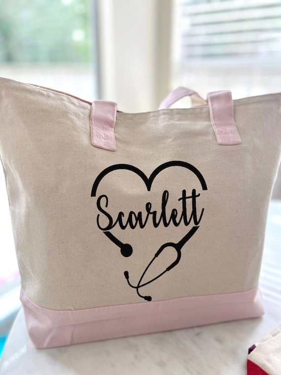 Personalized Nurse Tote Bag: Custom Name, Zippered Gift