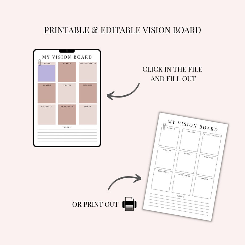 Vision Board Printables Vision Board Kit 2022 Digital Vision Board ...
