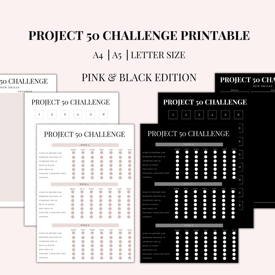 Project 50 Challenge Tracker Fitness Health Planner Challenge Tracker Printable Instant Project 50 Challenge Tracker Fitness Health Planner Challenge Tracker Printable Instant