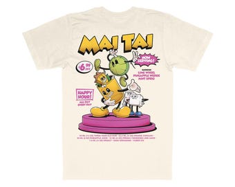 MAI TAI T-shirt – leuk T-shirt met grafische print voor cocktailliefhebbers – 100% biologisch katoen – cadeau voor barmannen, liefhebbers van drankjes en feestfans