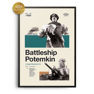 BATTLESHIP POTEMKIN Midcentury Movie Print, Retro Movie Poster, Midcentury Modern, Retro Movie Art, Best Movies of All Time, Classic Movie