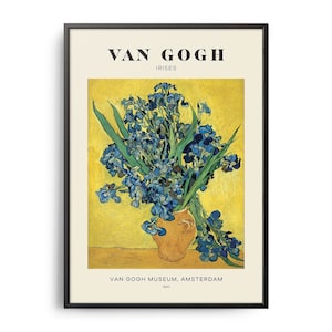 Póster de Van Gogh "Irises" de mediados de siglo, pintura famosa, decoración de pared de artistas famosos, arte mural de museos, arte mural de exposiciones
