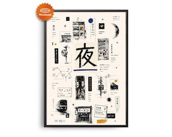 Japan-Reiseposter | Handgezeichnete Illustration | Stadtbild | Wanddekoration für Reisende | Wohnaccessoires | Geschenk für Reisende