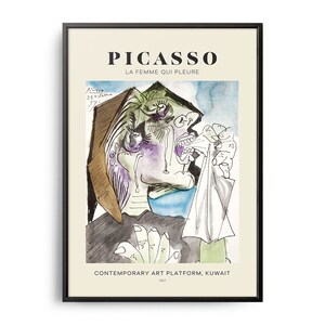 Affiche d'art Mid-Century de Picasso La femme qui pleure, tableau célèbre, décoration murale d'artiste célèbre, oeuvre d'art murale de musée, oeuvre d'art murale d'exposition
