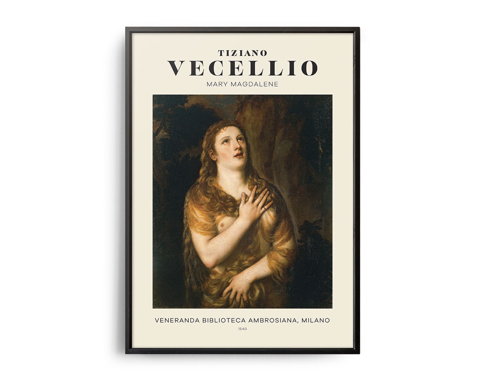 Vecellio Mary Magdalene Mid-Century Art Poster, Famous Painting, Famous Artist Wall Decor, Museum Wall Art, Exhibition Wall Art