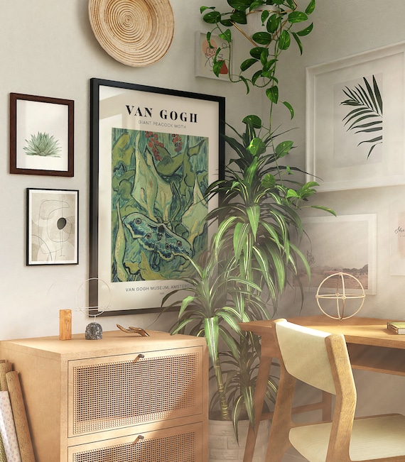 ゴッホの巨大な孔雀の蛾、ミッドセンチュリーアートポスター、有名な