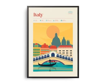 Midcentury Italy Print, Italy Rome Landmarks, Tourist Attractions, Retro Travel Poster, Rome Korea Print, Italy Wall Art, Rome Travel Print