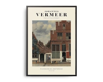 Johannnes Vermeer The Little Street Mid-Century Art Poster, Famous Painting, Famous Artist Wall Decor, Museum Wall Art, Exhibition Art