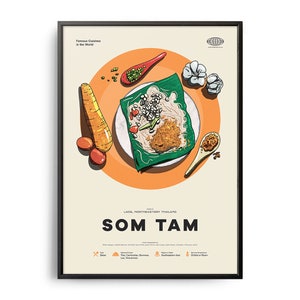 SOM TAM Poster, Midcentury Som Tam Print, Food Wall Art, Food Recipe Wall Decor, Retro Food Poster, Kitchen Decor, World Cuisine Print, Gift
