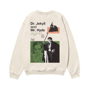 Dr. Jekyll and Mr. Hyde Sweatshirt – Midcentury-Inspired Cult Movie Art – Unisex Organic Pullover – Cinematic Style for Film Enthusiasts