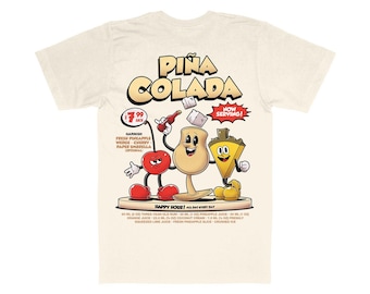 PIÑA COLADA T-Shirt – Fun Graphic Tee for Cocktail Lovers – 100% Organic Cotton – Gift for Bartenders, Drink Enthusiasts & Party Fans