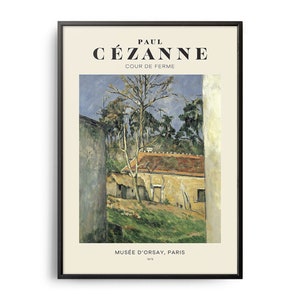 Paul Cézanne Cour de Farme Mid-Century Art Poster, Famous Painting, Famous Artist Wall Decor, Museum Wall Art, Exhibition Wall Art