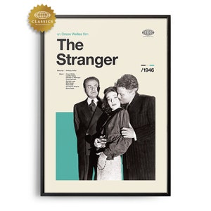 THE STRANGER Midcentury Film Print, Retro Film Poster, Midcentury Modern, Retro Filmkunst, Die besten Filme aller Zeiten, Filmklassiker