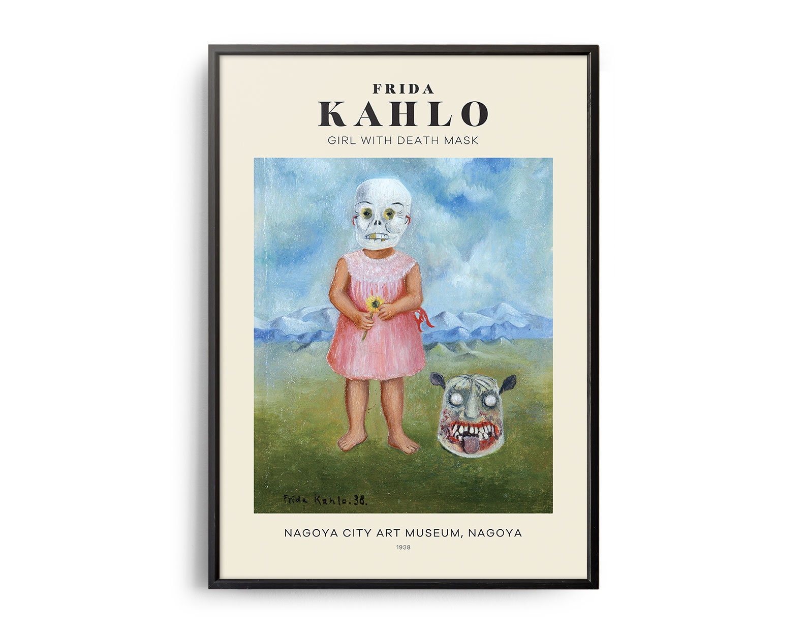 Frida Kahlo Girl With Death Mask Midcentury Art Poster Etsy UK