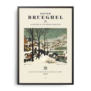 Pieter Bruegel Hunters in the Snow Mid-Century Art Poster, Famous Painting, Famous Artist Wall Decor, Museum Wall Art, Exhibition Wall Art