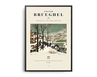 Pieter Bruegel Hunters in the Snow Mid-Century Art Poster, Famous Painting, Famous Artist Wall Decor, Museum Wall Art, Exhibition Wall Art