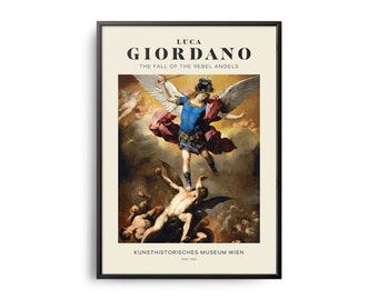 Luca Giordano The Fall of the Rebel Angels Mid-Century Art Poster, Famous Painting, Famous Artist Wall Decor, Museum Wall Art, Exhibition