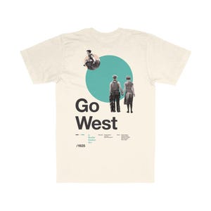 Go West T-Shirt – Midcentury Kultfilm Design – Bio-Baumwolle T-Shirt für Cinephiles – Minimalistisches Film-inspiriertes Art Shirt
