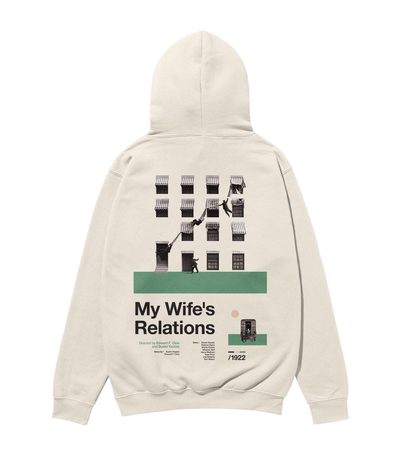 My Wife's Relations Hoodie – Midcentury Cult Film Art – Unisex Organic Hoodie for Cinephiles – Minimalist Movie-Inspired Design