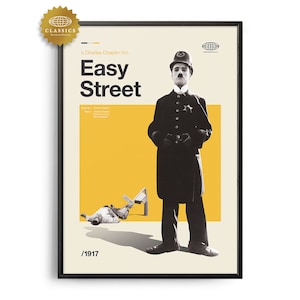 EASY STREET Midcentury Film Print, Retro Filmplakat, Midcentury Modern, Retro Filmkunst, Die besten Filme aller Zeiten, Filmklassiker