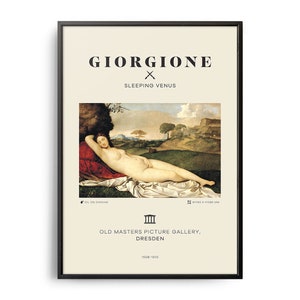 Giorgione and Titian Sleeping Venus Mid-Century Art Poster, Famous Painting, Famous Artist Wall Decor, Museum Wall Art, Exhibition Wall Art