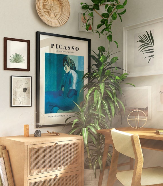 ピカソ「憂鬱な女性」ミッドセンチュリーアートポスター、有名な絵画