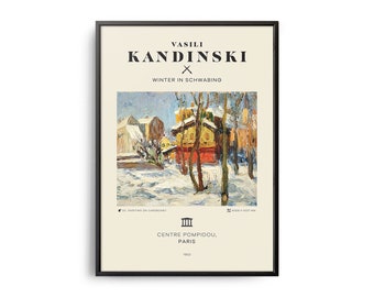Kandinski Winter in Schwabing midden van de eeuw kunstposter, beroemd schilderij, beroemde kunstenaar muurdecoratie, museummuurkunst, tentoonstelling muurkunst