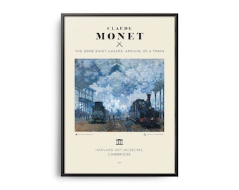 Claude Monet The Gare Saint-Lazare: Arrival of a Train Mid-Century Art Poster, Famous Paintings, Famous Artist Wall Decor, Exhibition Art
