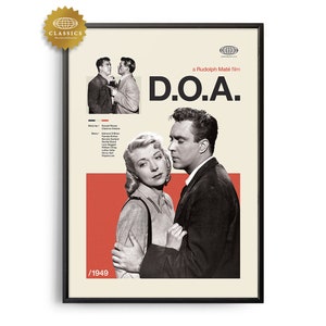 D.O.A. Midcentury Movie Print, Retro Movie Poster, Midcentury Modern, Retro Movie Art, Best Movies of All Time, Classic Movie Poster, Film