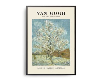 Poster d'arte di metà secolo "Il pesco rosa" di Van Gogh, dipinto famoso, decorazione murale di artisti famosi, arte murale da museo, arte da esposizione