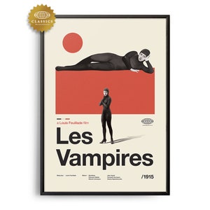 LES VAMPIRES Midcentury Movie Print, Retro Movie Poster, Midcentury Modern, Retro Movie Art, Najlepsze Filmy Wszech Czasów, Klasyczny Plakat Filmowy