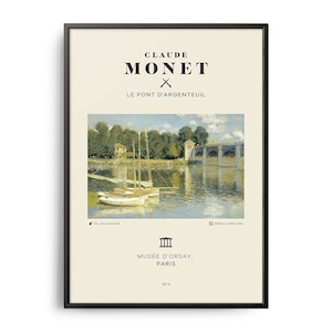 Claude Monet Le Pont d&#39;Argenteuil Mid-Century Art Poster, Famous Paintings, Famous Artist Wall Decor, Museum Wall Art, Exhibition Wall Art
