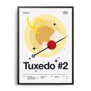 Midcentury Tuxedo #2 Cocktail Poster, Tuxedo #2 Cocktail Print, Cocktail Küchenkunst, Cocktailrezept Poster, Tuxedo #2 Cocktail Geschenk Art