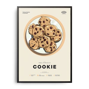 COOKIE Poster, Midcentury Cookie Print, Food Wall Art, Food Recipe Wall Decor, Retro Food Poster, Kitchen Decor, World Cuisine Poster, Gift