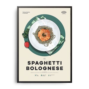 SPAGHETTI Poster, Midcentury Spaghetti Print, Food Wall Art, Food Recipe Wall Decor, Retro Food Poster, Kitchen Decor, World Cuisine, Gift