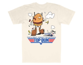 TOP BUN T-Shirt – Fun Movie Parody Tee – 100% Organic Cotton – Gift for Movie Buffs, Film Fans & Pop Culture Lovers