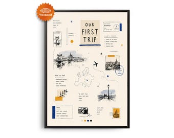 PERSONALIZED First Trip Poster | Hand Drawn Travel Keepsake | Custom Couple Travel Print | First Vacation Gift | Our First Trip