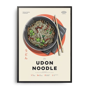 NOODLE Poster, Midcentury Noodle Print, Food Wall Art, Food Recipe Wall Decor, Retro Food Poster, Kitchen Decor, World Cuisine Poster, Gift