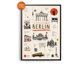 BERLIN Travel Poster | Hand Drawn Illustration | City Wall Art | Travel Wall Decor | Home Decor | Gift for Travelers