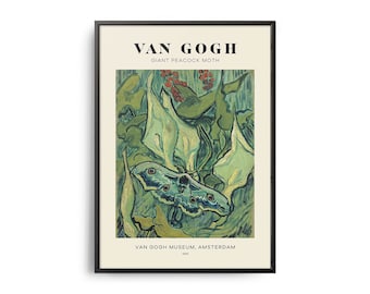 Van Gogh Giant Peacock Moth Mid-Century Art Poster, Famous Painting, Famous Artist Wall Decor, Museum Wall Art, Exhibition Wall Art