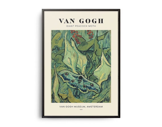 Van Gogh Giant Peacock Moth Mid-century Art Poster, Famous
