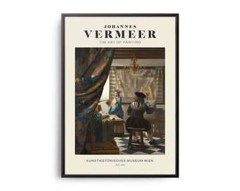 Johannnes Vermeer The Art of Painting Mid-Century Art Poster, Famous Painting, Famous Artist Wall Decor, Museum Wall Art, Exhibition Art