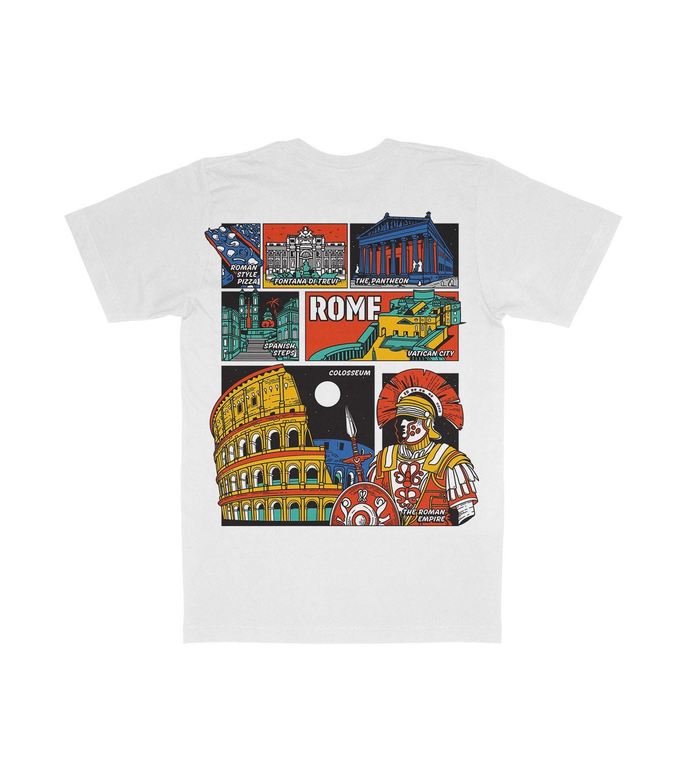 Rome Landmark T-shirt – Colorful Midcentury City Graphic Tee