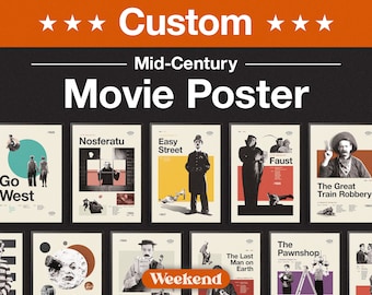 CUSTOM MOVIE Poster, Retro Movie Poster, Midcentury Modern, Retro Cult Movie Poster, Best Movies of All Time, Retro Movie Art Poster, Custom