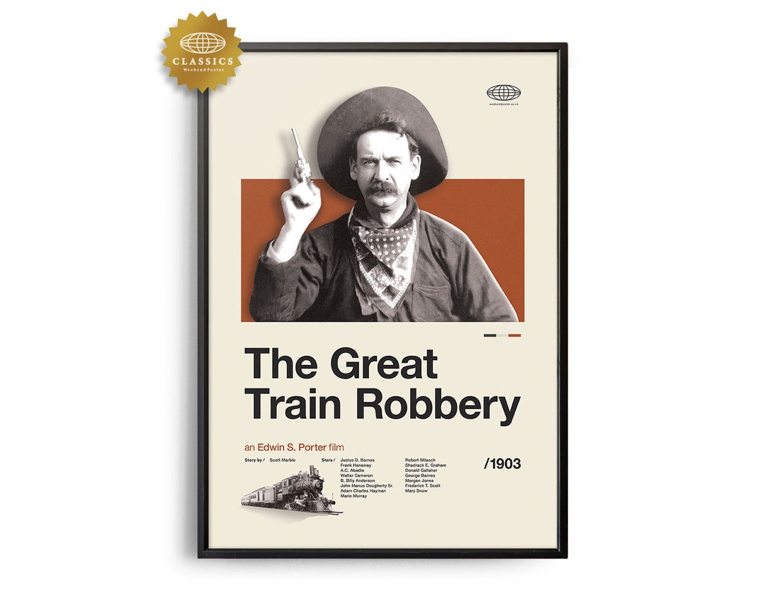 The Great Train Robbery Midcentury Movie Print, Retro Movie Poster