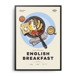 ENGLISH BREAKFAST Poster, Midcentury English Breakfast Print, Food Wall Art, Food Recipe Wall Decor, Retro Food Poster, Kitchen Decor, Gift